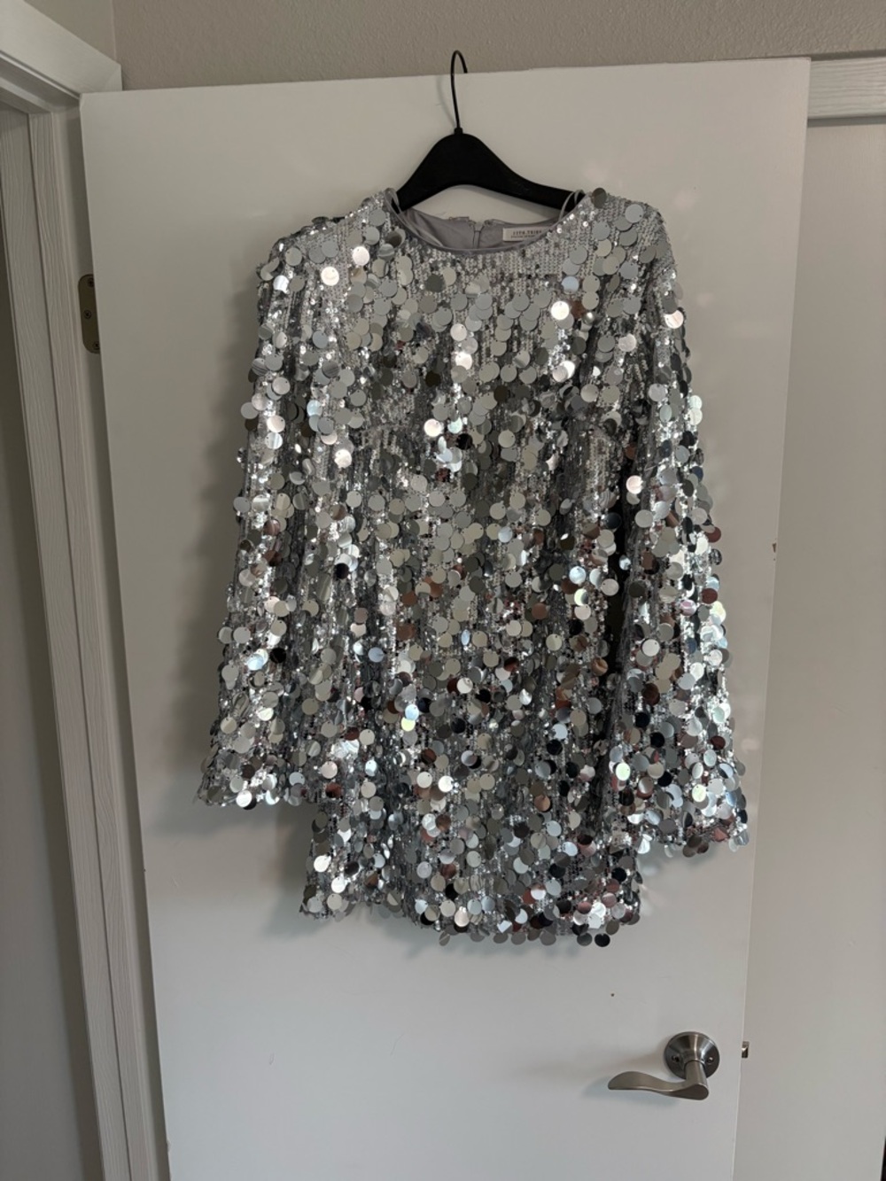12th Tribe Silver Sequin Long Sleeve Top – Size Small